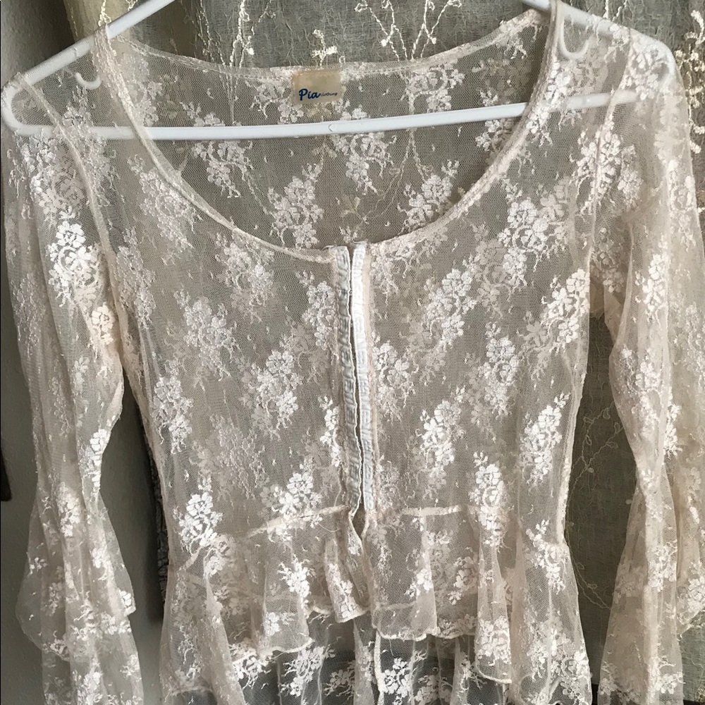 Pink Lace blouse/cover up